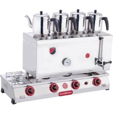 Işıkgaz 2102-D 85 Model Kaynaklı 4 Demlikli Çay Ocağı, 58 L, Doğalgazlı