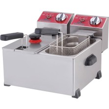 3+3 Lt Fritöz Profesyonel Tip Elektrikli 220V Işıkgaz