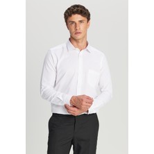 Altınyıldız Classics Pamuklu Tailored Slim Fit Dar Kesim Klasik Yaka Armürlü Cepli Gömlek