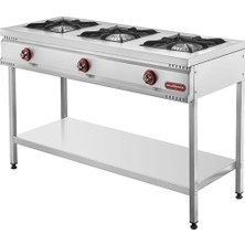 Işıkgaz Tb-3d Taban Raflı 3 Gözlü Midi Ocak, 130X65X85 Cm, Doğalgazlı