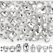 100 Adet Karışık Kasalı Dikme Beyaz Cam Taş Elit Seri