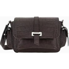 Hogan Small Flap Kahverengi Kroko Baskılı Deri, Zarif ve Lüks Mini Omuz Çantası, Yeni Sezon