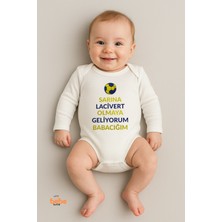 “sarına Lacivert Olmaya Geliyorum Babacığım”baskılı %100 Pamuk,uzun Kollu Zıbın Tarafta