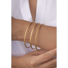 Gümüş Pazarım Mat Görünüm Üçlü Ajda Kadın Çelik Bilezik