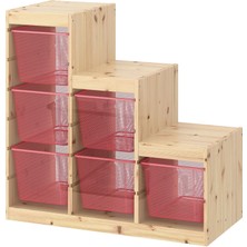 Trofast Saklama Ünitesi Çam Açık Kırmızı 94X44X91 cm