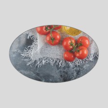 Cozy Co: Temperli Cam Elips Kesme ve Sunum Tablası, Kesme Tahtası, Kesme Tablası, Sunumluk, CKT020