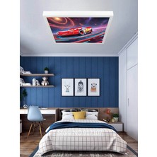 Şimşek Mcqueen Avize, 60X60 Çocuk Odası Avize, 60WATT, Estetik Kare, Yapay Zeka Tasarım Avize, Uzay