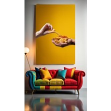 Ketçaplı Patates Kızartmaları Ev Duvar Salon Güzellik Salonu Ofis Dükkan Dekarasyon Kanvas Tablo