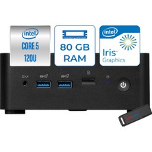 MSI Msı Cubı Nuc Intel Core 5 120U 80GB Ddr5 512GB SSD Iris Xe Graphics Windows 11 Pro Mini Bilgisayar 1M013BEUH21 + Zettausbbellek