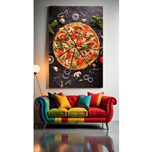 Özkacar Group Dilimlenmiş Pizza Ev Duvar Salon Güzellik Salonu Ofis Dükkan Dekarasyon Kanvas Tablo