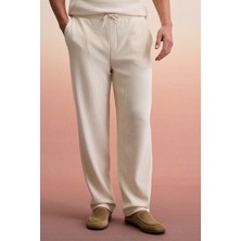 Grimelange ERNO Erkek Beli Lastikli Yanları Cepli Relaxed Krem Pantolon