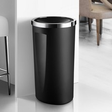 Primanova Lenox Siyah Çöp Kovası 35 Lt Krom Dekorlu Plastik Malzeme Modern Tasarım