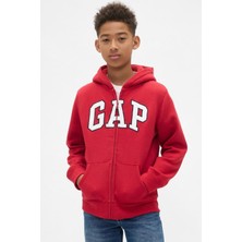 Gap Çocuk Sweatshirt Kırmızı Renkli Kapüşonlu Rahat Kullanım İçin Yumuşak Kumaş