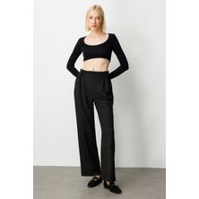 Ekol Kadın Beli Lastikli Güderi Pantolon 5067 Siyah