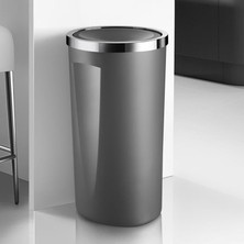 Primanova Lenox Gri Çöp Kovası 35 Lt Krom Dekorlu Plastik Malzeme ile Modern Tasarım
