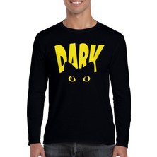 Karanlık Kedi Uzun Kollu Erkek Penye Tişört