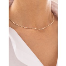 Beyaz Taşlı Minimal 14 Ayar Altın Kolye