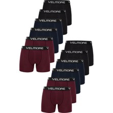 Velmore Erkek Boxer 12’li Premium Kutu Pamuklu Likralı (Beden S - 5xl)