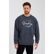 Süperlife Erkek Bisiklet Yaka Regular Fit  El Yazılı Brooklyn Ince Sweatshirt SPR23SW331