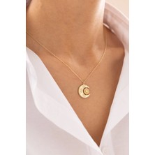 Gökyüzü Işıltısı Ay ve Yıldızlı 14 Ayar Altın Kolye