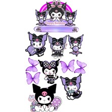 Deniz Parti Yenilebilir Şekerli Kağıt Baskısı Cupcake ve Pasta Resim Baskı Kuromi Temalı 22