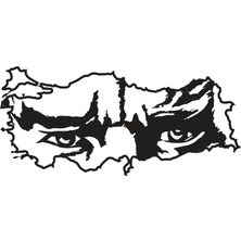 Atatürk Silueti ve Türkiye Haritası Duvar Dekor Sticker 60 x 30 cm