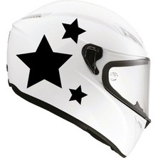 Tek Renk Üçlü Yıldız (Triple Star Helmet Stickers) Kask Sticker Etiket Modeli 3