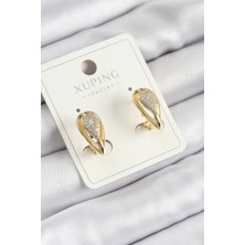 Xuping Zirkon Taşlı Damla Model Gold Renk Kadın Küpe