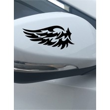 Oto Plaka Yansıtıcı Kanatlar Tasarım Özel Yeni Sticker 1 Çift Siyah 7*2 cm