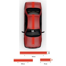 Dacia Için Özel Yeni Uyumlu Aksesuar Oto Kaput-Tavan-Bagaj Çift Şerit Özel Yeni Sticker 3 Parça Kırmızı 20*120 CM-20*100 Cm-75*20 cm