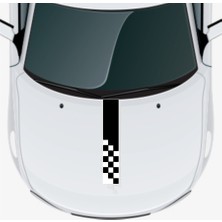 Damalı Spor Oto Kaput Şerit Sticker 70 x 13 cm