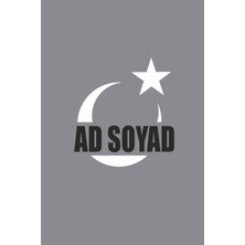 Türk Bayrağı Ad Soyad Yazılı Oto Özel Yeni Sticker Beyaz 30*15 cm