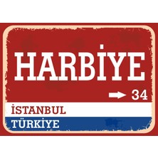 Istanbul Harbiye Retro Sokak Yön Tabelası Vintage Pvc Dekota Uv Poster Yapışkanlı 35X25