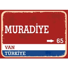 Van Muradiye Retro Sokak Yön Tabelası Vintage Pvc Dekota Uv Poster Yapışkanlı 35X25
