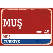 Muş Retro Sokak Yön Tabelası Vintage Pvc Dekota Uv Poster Yapışkanlı 35X25
