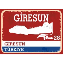 Giresun #2 Retro Sokak Yön Tabelası Vintage Pvc Dekota Uv Poster Yapışkanlı 35X25