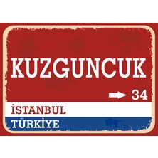 Istanbul Kuzguncuk Retro Sokak Yön Tabelası Vintage Pvc Dekota Uv Poster Yapışkanlı 35X25
