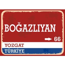 Yozgat Boğazlıyan Retro Sokak Yön Tabelası Vintage Pvc Dekota Uv Poster Yapışkanlı 35X25