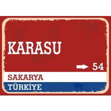 Sakarya Karasu Retro Sokak Yön Tabelası Vintage Pvc Dekota Uv Poster Yapışkanlı 35X25