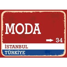 Istanbul Moda #1 Retro Sokak Yön Tabelası Vintage Pvc Dekota Uv Poster Yapışkanlı 35X25