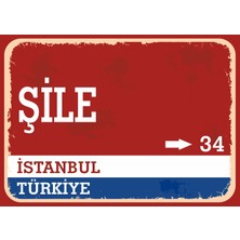 Istanbul Şile Retro Sokak Yön Tabelası Vintage Pvc Dekota Uv Poster Yapışkanlı 35X25