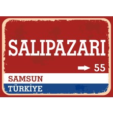 Samsun Salıpazarı Retro Sokak Yön Tabelası Vintage Pvc Dekota Uv Poster Yapışkanlı 35X25
