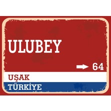 Uşak Ulubey Retro Sokak Yön Tabelası Vintage Pvc Dekota Uv Poster Yapışkanlı 35X25