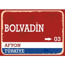 Afyon Bolvadin Retro Sokak Yön Tabelası Vintage Pvc Dekota Uv Poster Yapışkanlı 35X25