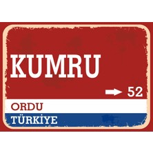 Ordu Kumru Retro Sokak Yön Tabelası Vintage Pvc Dekota Uv Poster Yapışkanlı 35X25