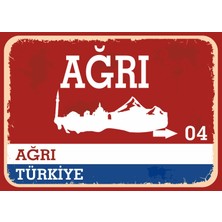 Ağrı #2 Retro Sokak Yön Tabelası Vintage Pvc Dekota Uv Poster Yapışkanlı 35X25