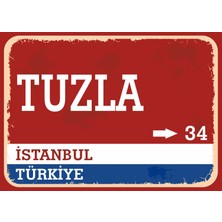 Istanbul Tuzla Retro Sokak Yön Tabelası Vintage Pvc Dekota Uv Poster Yapışkanlı 35X25
