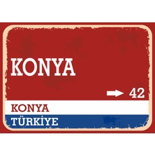 Konya Retro Sokak Yön Tabelası Vintage Pvc Dekota Uv Poster Yapışkanlı 35X25