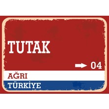 Ağrı Tutak Retro Sokak Yön Tabelası Vintage Pvc Dekota Uv Poster Yapışkanlı 35X25