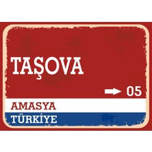 Amasya Taşova Retro Sokak Yön Tabelası Vintage Pvc Dekota Uv Poster Yapışkanlı 35X25